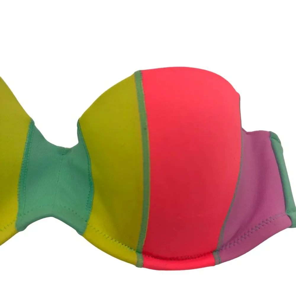 Victoria’s Secret Strapless Push Up Bikini Top Multi Colored Size 32B